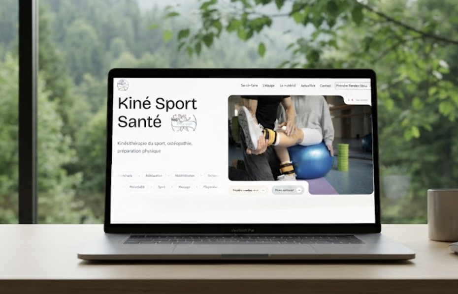 Site web du cabinet de kinésithérapie Kiné Sport Santé à Lourdes montrant une séance de rééducation sportive